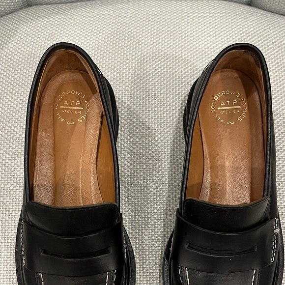 Classic Black Monsano Platform Leather Slip-On Loafers - Picture 3 of 6